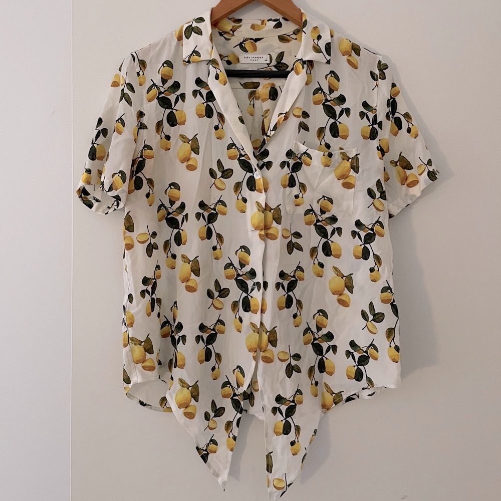 Equipment Lemon Tie Front Button Down Top